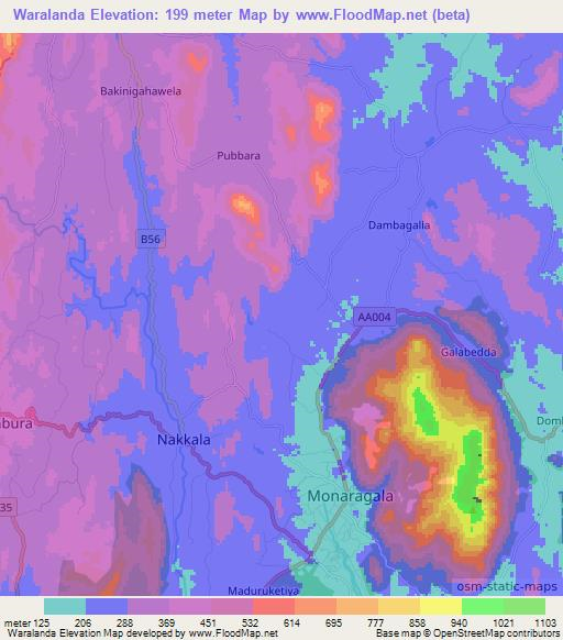 Waralanda,Sri Lanka Elevation Map