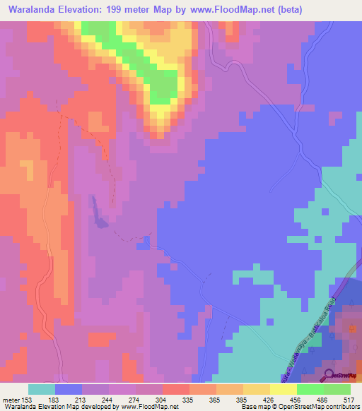 Waralanda,Sri Lanka Elevation Map
