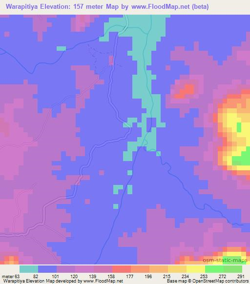 Warapitiya,Sri Lanka Elevation Map