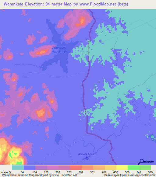 Warankata,Sri Lanka Elevation Map