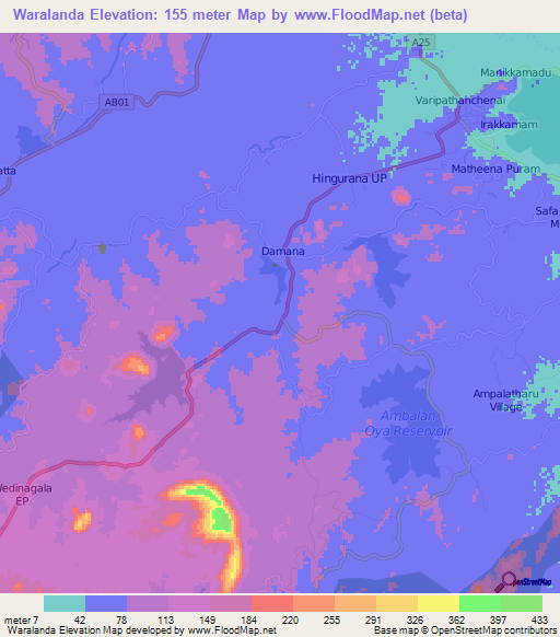Waralanda,Sri Lanka Elevation Map