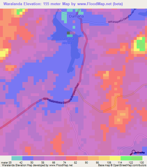 Waralanda,Sri Lanka Elevation Map