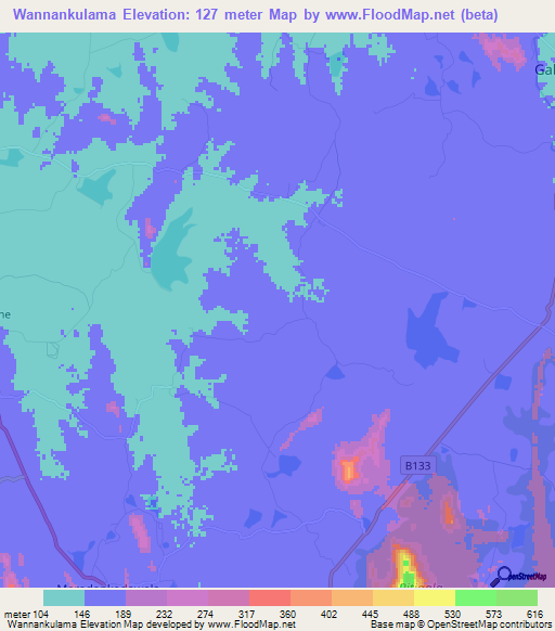Wannankulama,Sri Lanka Elevation Map