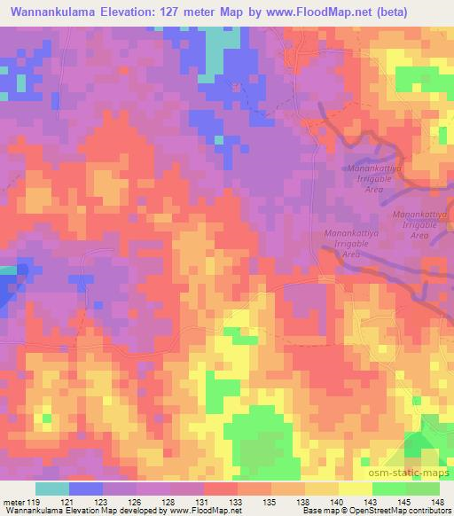 Wannankulama,Sri Lanka Elevation Map