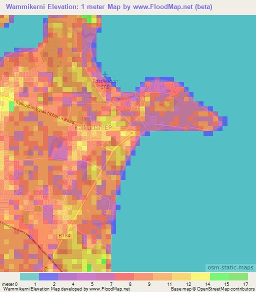 Wammikerni,Sri Lanka Elevation Map