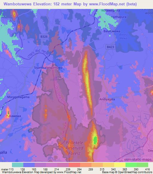 Wambotuwewa,Sri Lanka Elevation Map