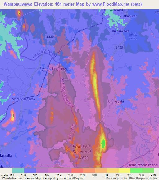 Wambatuwewa,Sri Lanka Elevation Map