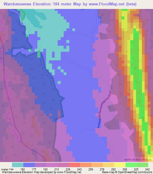 Wambatuwewa,Sri Lanka Elevation Map