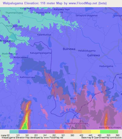 Walpalugama,Sri Lanka Elevation Map
