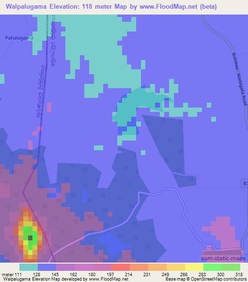 Walpalugama,Sri Lanka Elevation Map
