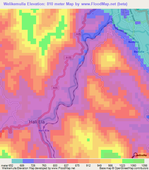 Welikemulla,Sri Lanka Elevation Map