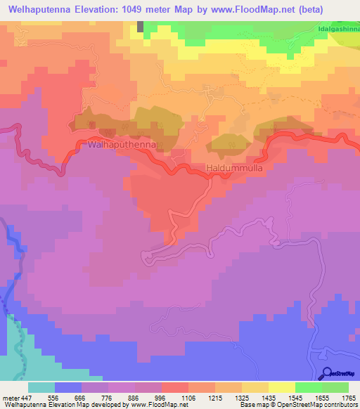 Welhaputenna,Sri Lanka Elevation Map