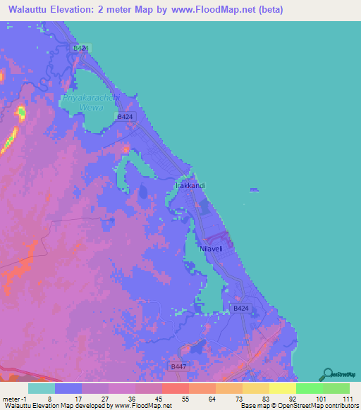 Walauttu,Sri Lanka Elevation Map