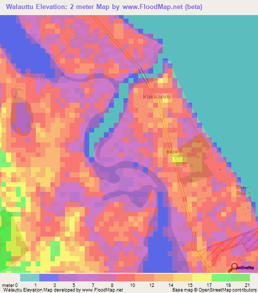 Walauttu,Sri Lanka Elevation Map