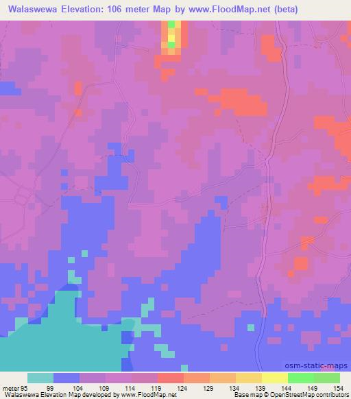 Walaswewa,Sri Lanka Elevation Map