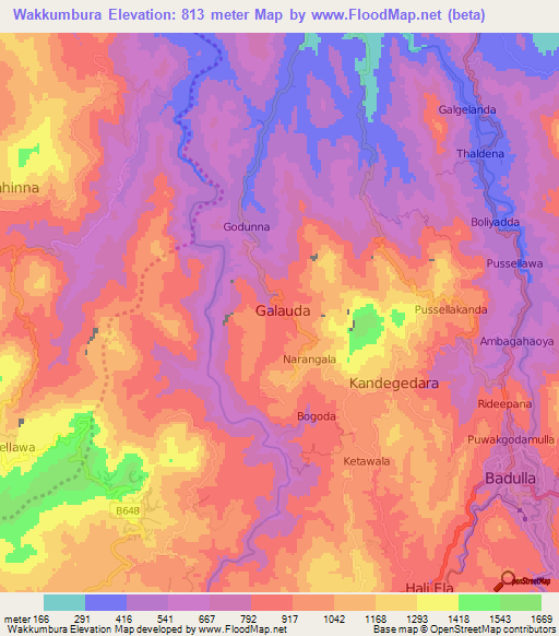 Wakkumbura,Sri Lanka Elevation Map