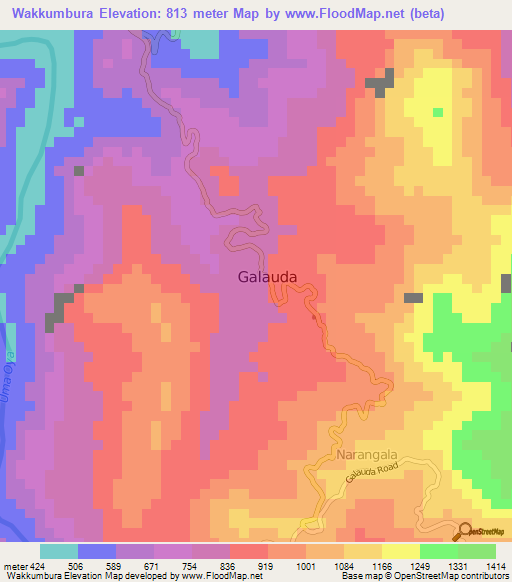 Wakkumbura,Sri Lanka Elevation Map