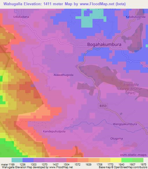 Wahugalla,Sri Lanka Elevation Map