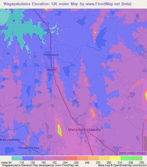 Wagayakulama,Sri Lanka Elevation Map
