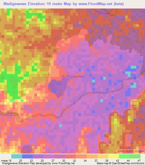 Wadigewewa,Sri Lanka Elevation Map