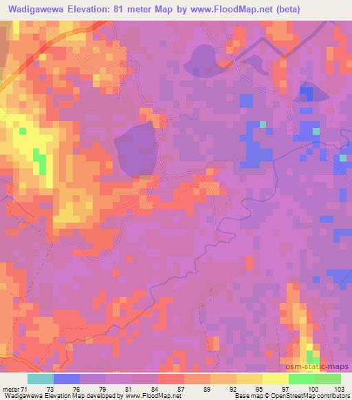 Wadigawewa,Sri Lanka Elevation Map