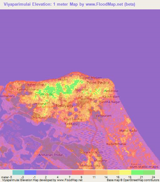 Viyaparimulai,Sri Lanka Elevation Map