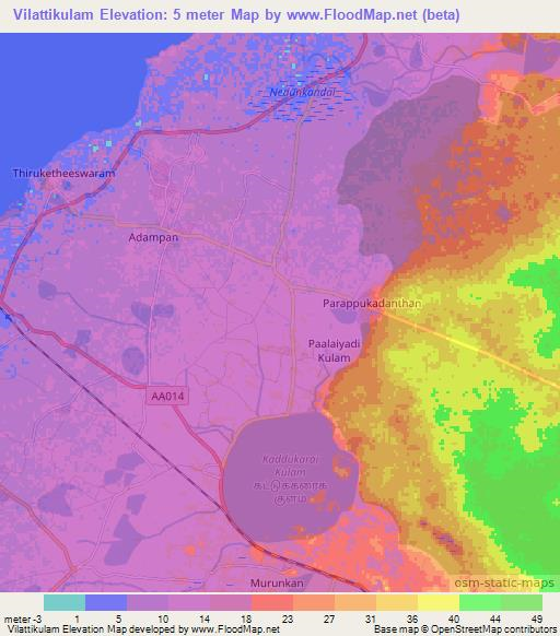 Vilattikulam,Sri Lanka Elevation Map