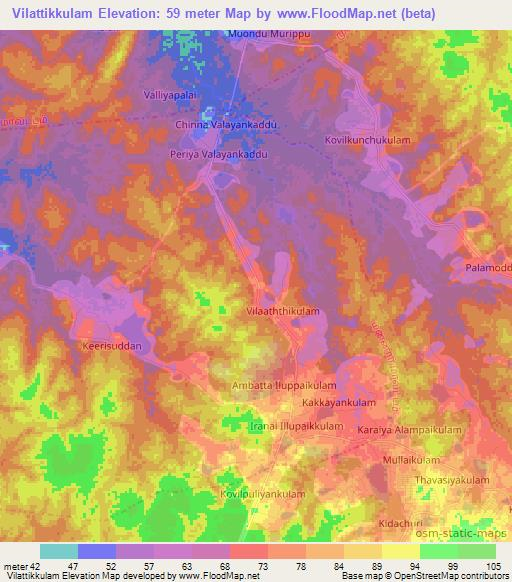 Vilattikkulam,Sri Lanka Elevation Map