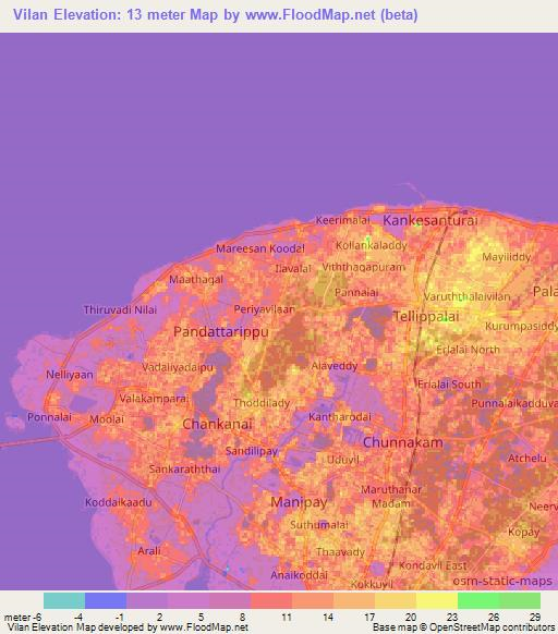 Vilan,Sri Lanka Elevation Map