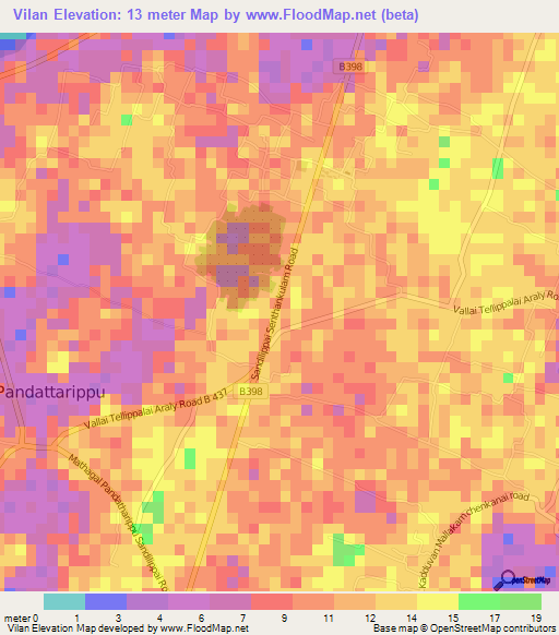Vilan,Sri Lanka Elevation Map