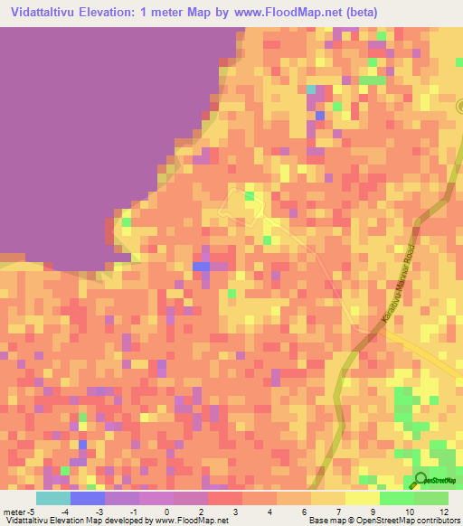 Vidattaltivu,Sri Lanka Elevation Map