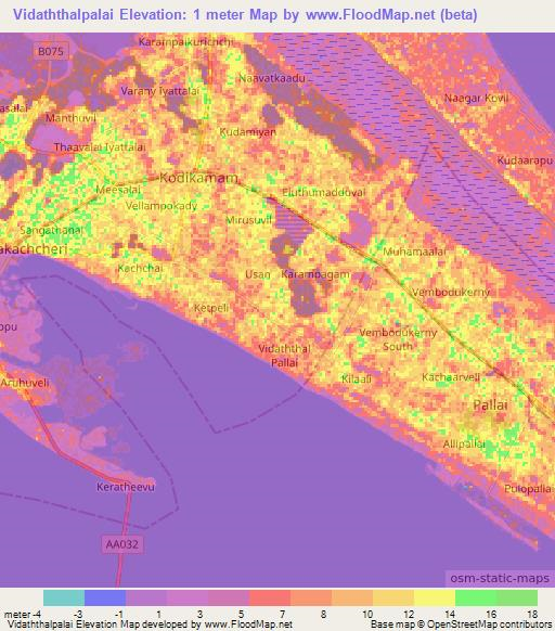 Vidaththalpalai,Sri Lanka Elevation Map