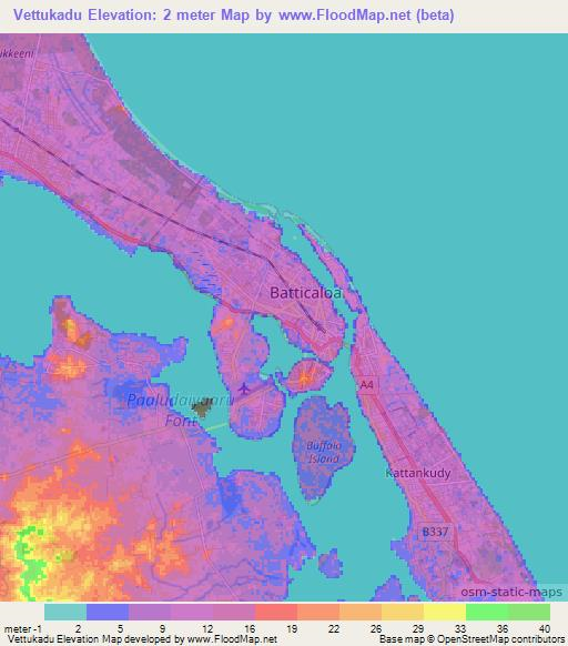 Vettukadu,Sri Lanka Elevation Map