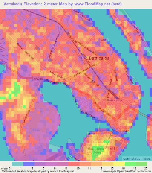 Vettukadu,Sri Lanka Elevation Map