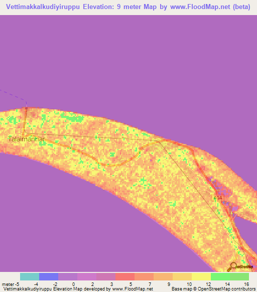Vettimakkalkudiyiruppu,Sri Lanka Elevation Map