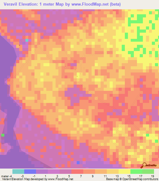 Veravil,Sri Lanka Elevation Map
