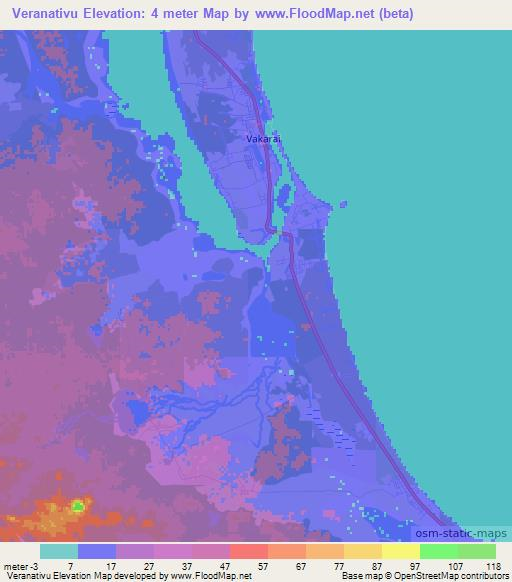 Veranativu,Sri Lanka Elevation Map