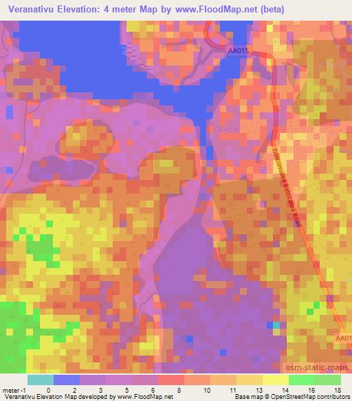 Veranativu,Sri Lanka Elevation Map