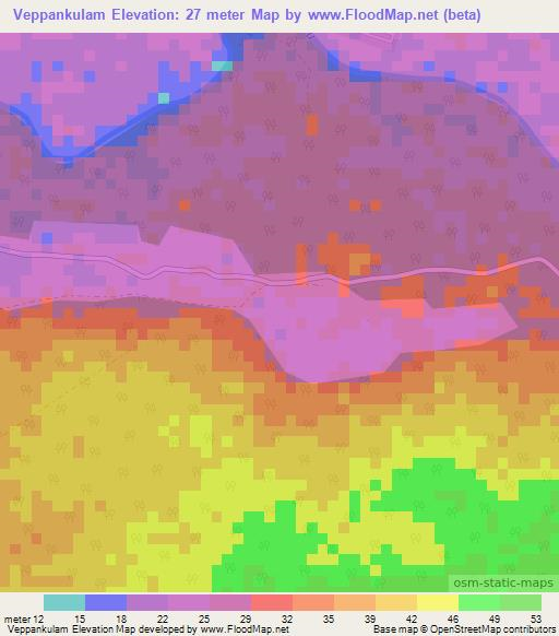 Veppankulam,Sri Lanka Elevation Map