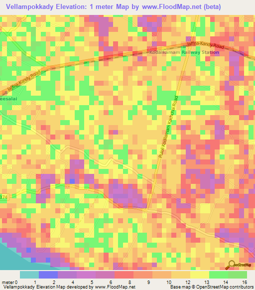 Vellampokkady,Sri Lanka Elevation Map