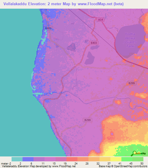 Vellalakaddu,Sri Lanka Elevation Map
