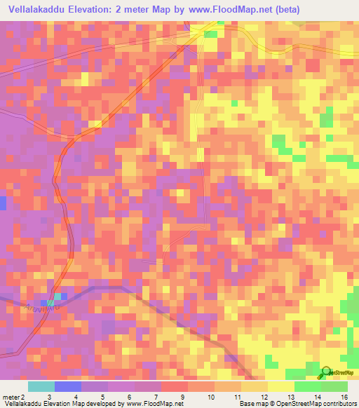 Vellalakaddu,Sri Lanka Elevation Map