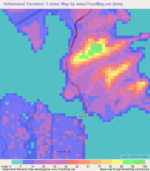 Vellaimanal,Sri Lanka Elevation Map