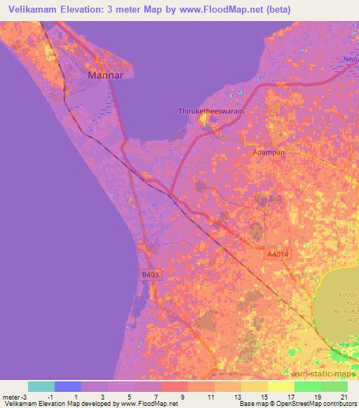 Velikamam,Sri Lanka Elevation Map
