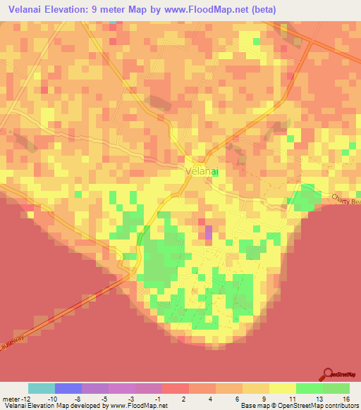 Velanai,Sri Lanka Elevation Map