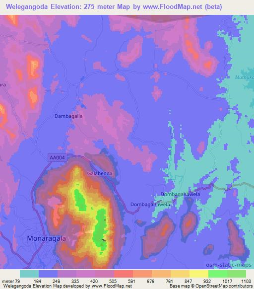 Welegangoda,Sri Lanka Elevation Map