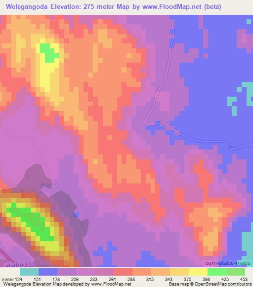 Welegangoda,Sri Lanka Elevation Map