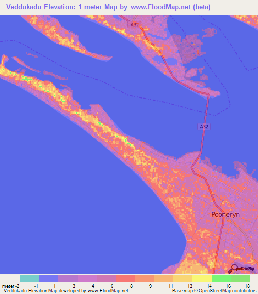 Veddukadu,Sri Lanka Elevation Map