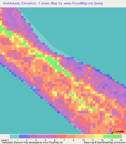 Veddukadu,Sri Lanka Elevation Map
