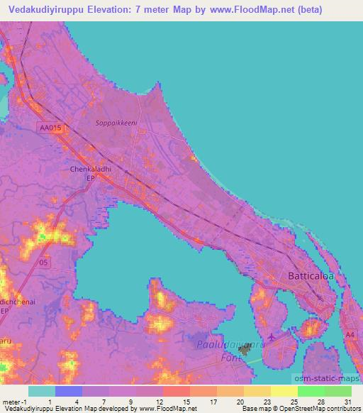 Vedakudiyiruppu,Sri Lanka Elevation Map